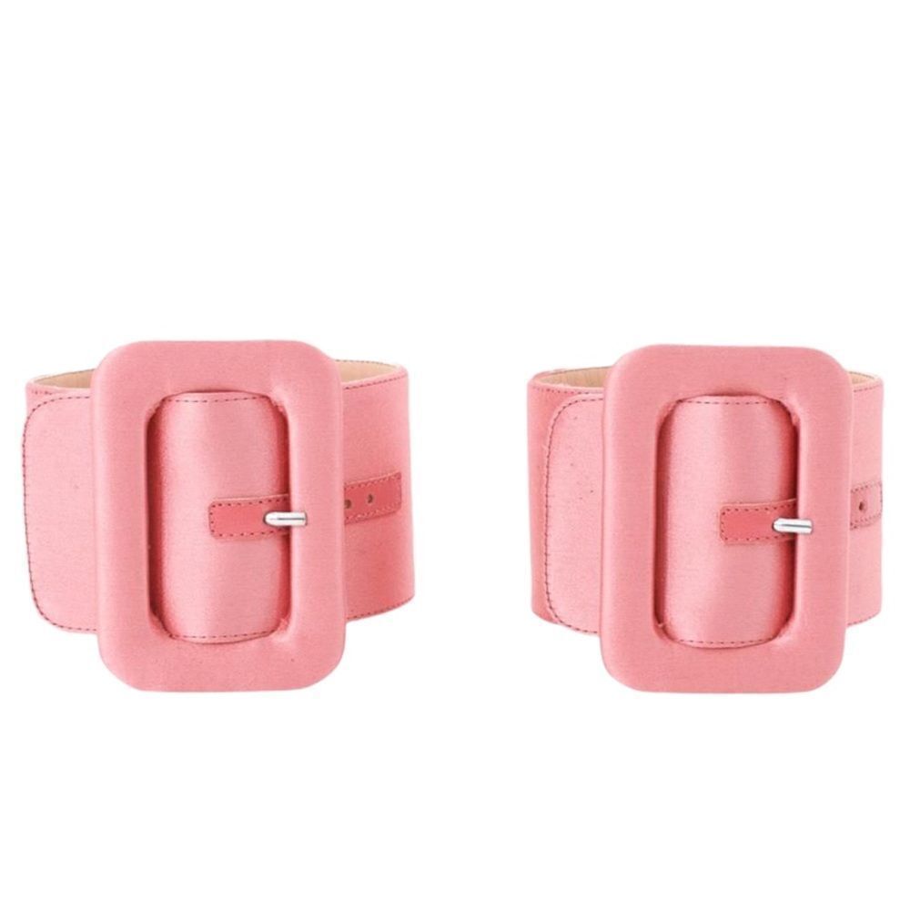 The Attico Pink Satin Ankle Cuffs